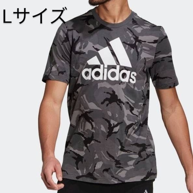 アディダス トップス Tシャツ Lサイズ ブラック ロゴプリント カジュアル