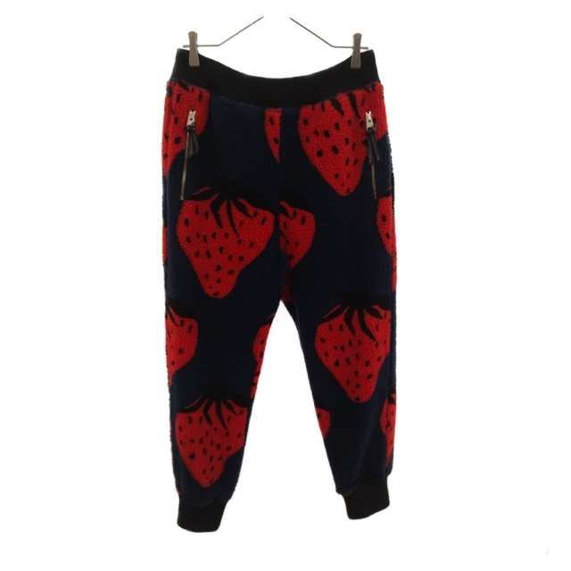 J.W.ANDERSON(ジェイダブリューアンダーソン)のJ.W.ANDERSON ジェー ダブリュー アンダーソン 22SS Elastic Waistband Printed Joggers ストロベリー柄 フリース ジョガーパンツ ネイビー/レッド TR0185PG0752 メンズのパンツ(その他)の商品写真