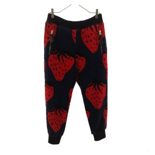 ジェイダブリューアンダーソン(J.W.ANDERSON)のJ.W.ANDERSON ジェー ダブリュー アンダーソン 22SS Elastic Waistband Printed Joggers ストロベリー柄 フリース ジョガーパンツ ネイビー/レッド TR0185PG0752(その他)