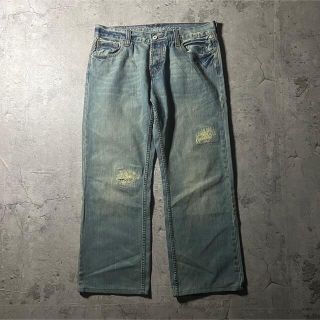 アメリカンイーグル(American Eagle)の【AMERICAN EAGLE】ダメージ　デニム　クラッシュ　ワイドパンツ　古着(デニム/ジーンズ)