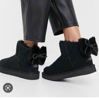 アグ(UGG)のアグ　ムートン　ブーツ　ショートブーツ　リボン(ブーツ)