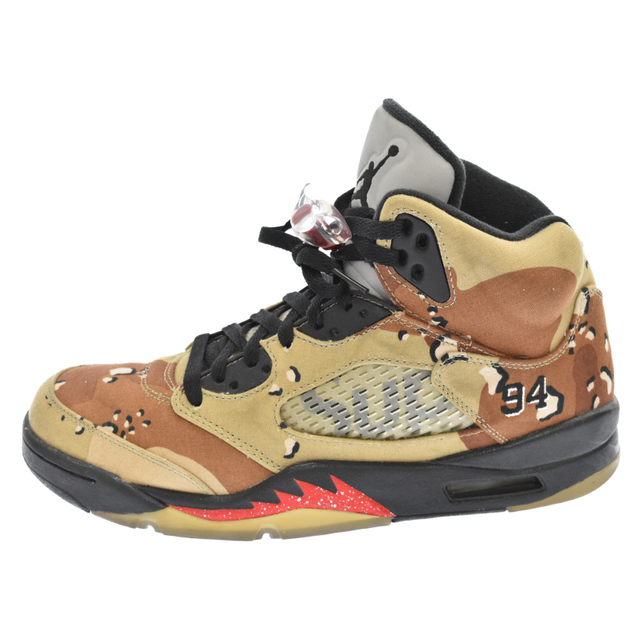 SUPREME シュプリーム 15AW×NIKE AIR JORDAN 5 RETRO ナイキ エアジョーダン5 カモフラ ハイカットスニーカー ベージュ/ブラウン 824371-201