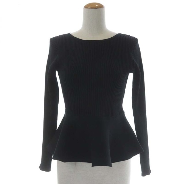 新規購入 セーター ペプラムニット バックリボン エムズグレイシー - GRACY M'S 長袖 黒 38 リブ ニット/セーター