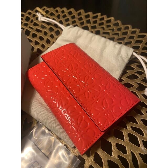美品 ロエベ アナグラム リピート バーティカル スモール 折り財布-
