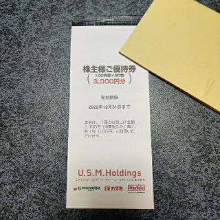 U.S.M.H株主優待券 3000円分 (マルエツ、カスミ、マックスバリュー)(ショッピング)