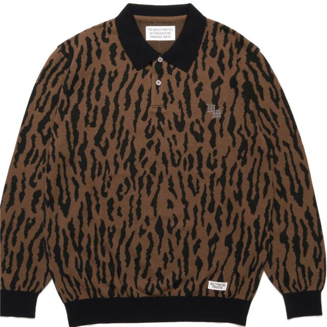 トップスWACKO MARIA LEOPARD KNIT POLO SHIRT Ｌ