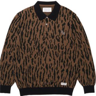 ワコマリア(WACKO MARIA)のWACKO MARIA LEOPARD KNIT POLO SHIRT Ｌ(ポロシャツ)