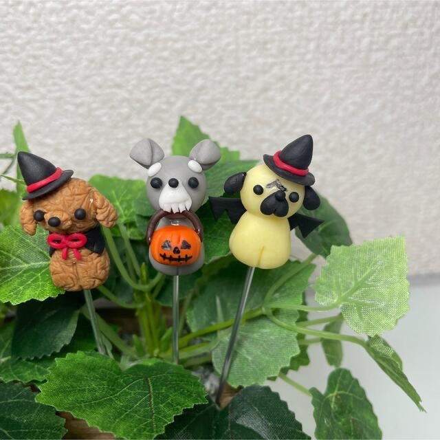 ハンドメイド　ガーデンピック　ハロウィンの仮装だワンピック　多肉植物 ハンドメイドのフラワー/ガーデン(その他)の商品写真