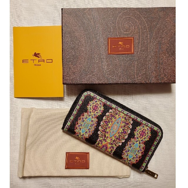 未使用 ETRO エトロ エンベロープポーチ ペイズリー柄 レザー 財布