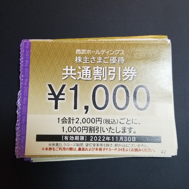 西武　株主優待　共通割引券 29000円分チケット