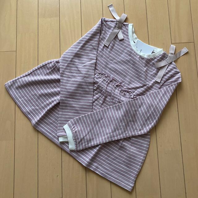 F.O.KIDS(エフオーキッズ)のアプレレクール リボンボーダーTシャツ 130 キッズ/ベビー/マタニティのキッズ服女の子用(90cm~)(Tシャツ/カットソー)の商品写真