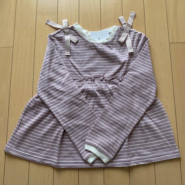 F.O.KIDS(エフオーキッズ)のアプレレクール リボンボーダーTシャツ 130 キッズ/ベビー/マタニティのキッズ服女の子用(90cm~)(Tシャツ/カットソー)の商品写真