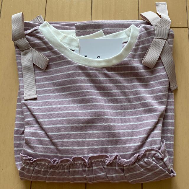 F.O.KIDS(エフオーキッズ)のアプレレクール リボンボーダーTシャツ 130 キッズ/ベビー/マタニティのキッズ服女の子用(90cm~)(Tシャツ/カットソー)の商品写真