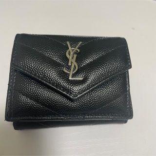 サンローラン(Saint Laurent)の三つ折り財布　ブラック×シルバー(財布)