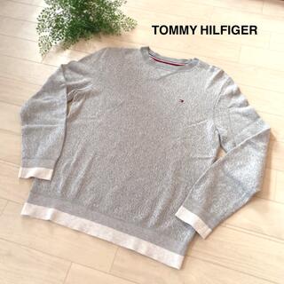 トミーヒルフィガー(TOMMY HILFIGER)のトミーヒルフィガー　ワンポイント　セーター　コットン　グレー(ニット/セーター)