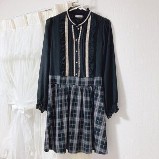 アクシーズファム(axes femme)のaxes femme ワンピース ブラック 黒 チェック 長袖 量産型 地雷(ひざ丈ワンピース)