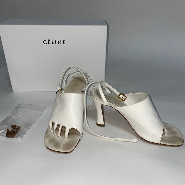 セリーヌ　celine フィービー  サンダル　ヒール　レザー　ホワイト　レア