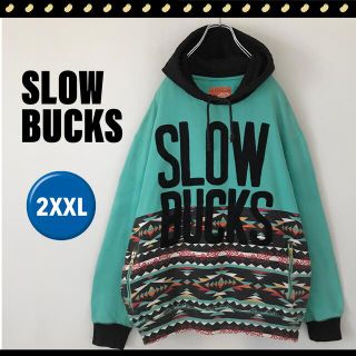 SLOW BUCKS★ビッグスウェットパーカー★刺繍ロゴ★エスニック★2XXL(パーカー)