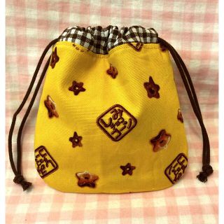 しみチョココーン柄☆ハンドメイド☆巾着☆イエロー(その他)