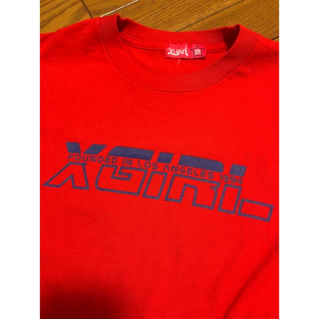 X-girl(エックスガール)のx-girl Tシャツ　エックスガール　半袖Tシャツ　カットソー　レッド　赤 レディースのトップス(Tシャツ(半袖/袖なし))の商品写真