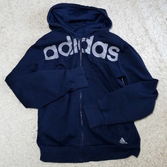 adidas(アディダス)の★adidas★ジップアップパーカー L ネイビー ESSENTIALS メンズのトップス(パーカー)の商品写真