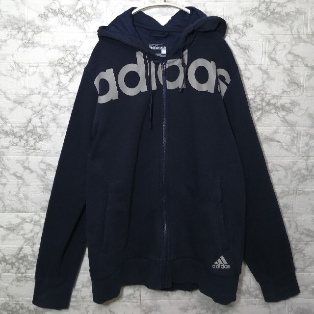 adidas(アディダス)の★adidas★ジップアップパーカー L ネイビー ESSENTIALS メンズのトップス(パーカー)の商品写真