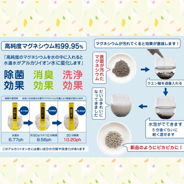 高純度　マグネシウム　洗濯補助　お風呂　水素水　ペレット　粒　手作り用 インテリア/住まい/日用品のインテリア/住まい/日用品 その他(その他)の商品写真