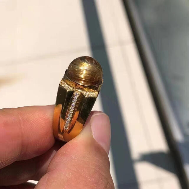 ゴールドタイチンルチルクオーツ  リング　s925 レディースのアクセサリー(リング(指輪))の商品写真