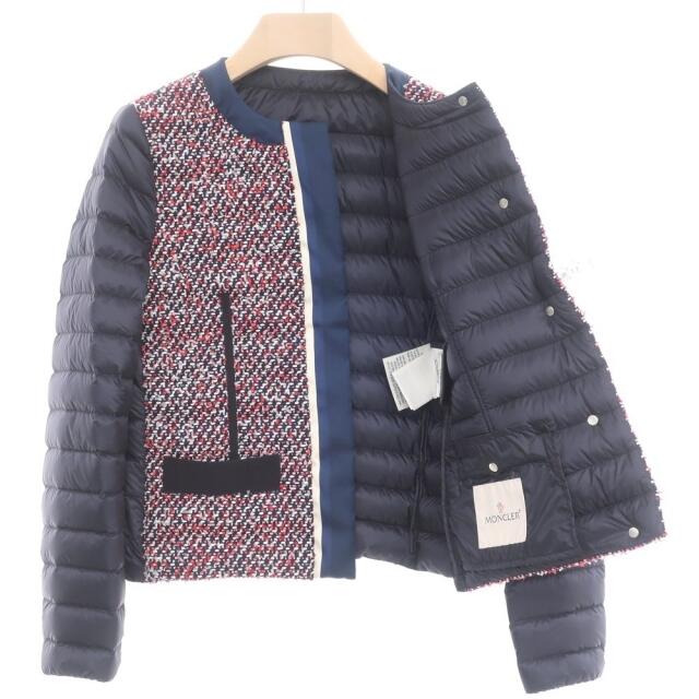 MONCLER(モンクレール)の【中古】モンクレール MONCLER OSSAU ナイロン ツイード ダウンジャケット ブルゾン【サイズ1】【レディース】 レディースのジャケット/アウター(ダウンジャケット)の商品写真