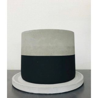 セメント植木鉢受け皿付き　マットブラック(プランター)