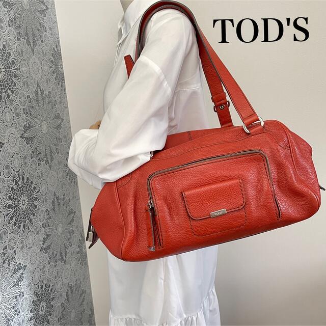 送関込み 【真贋鑑定済・美品】TOD'S トッズ 本革 オレンジ ミニ