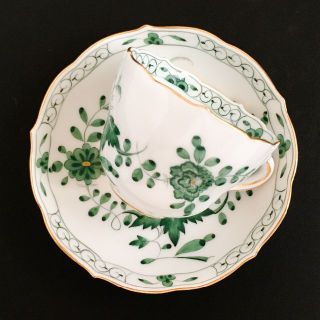 マイセン(MEISSEN)のマイセン 金彩 インドの華 グリーン色 モカカップ＆ソーサー(食器)