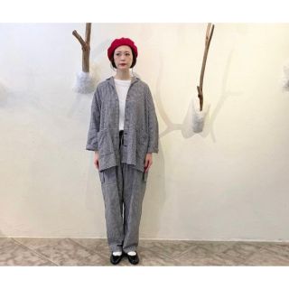 ネストローブ(nest Robe)の値下げ☆美品☆ネストローブ コットンリネンアムンゼンチェックイージーパンツ(カジュアルパンツ)