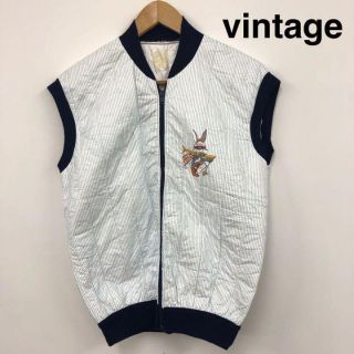 vintage ペーパージャケット ベスト プリント ストライプ ユニセックス(ベスト)