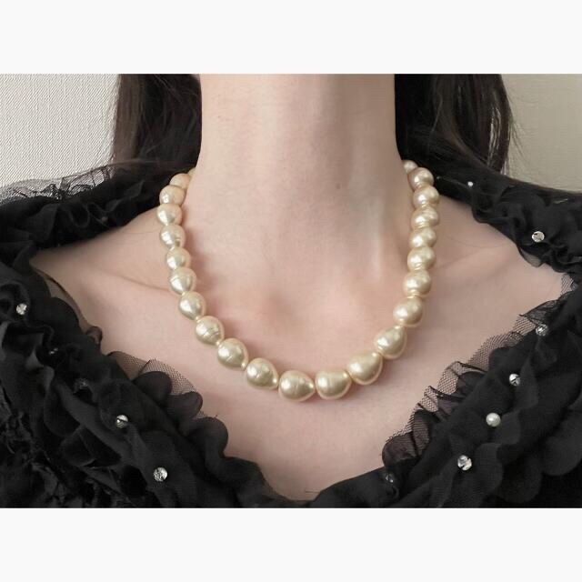 ビンテージ　パールネックレス  ⚪️1.5㎜　ボリューム　魅力ビンテージ 9