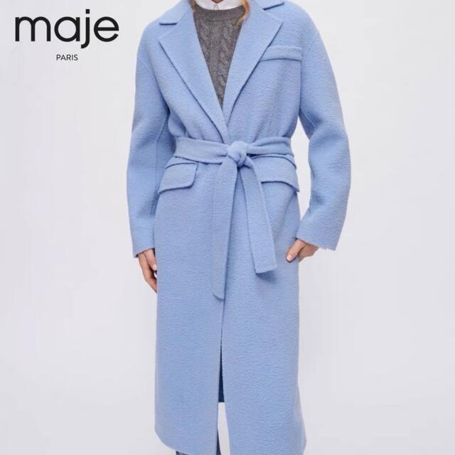 maje(マージュ)の❤️maje2022新作　新品   ブルー　ロングコート　オシャレ　上品 レディースのジャケット/アウター(ロングコート)の商品写真