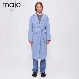 マージュ(maje)の❤️maje2022新作　新品   ブルー　ロングコート　オシャレ　上品(ロングコート)