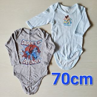 ベビーギャップ(babyGAP)の【babyGap・西松屋】マーベル ディズニー 70cm 肌着 長袖 2枚セット(肌着/下着)