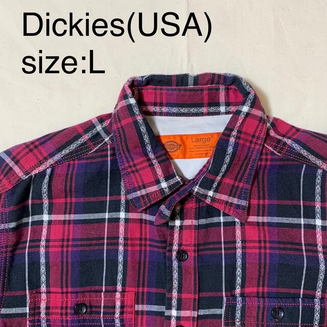 Dickies(USA)ビンテージコットンチェックシャツ　L レッド