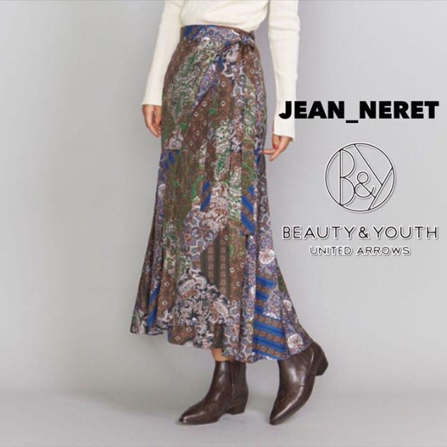 新品未使用 JEAN_NERET ジャンヌレ B&Y ペイズリーラップスカート
