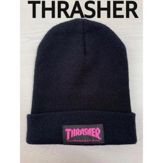 スラッシャー(THRASHER)のTHRASHER 　スラッシャー　USA製　　　ビーニー　ブラック(ニット帽/ビーニー)