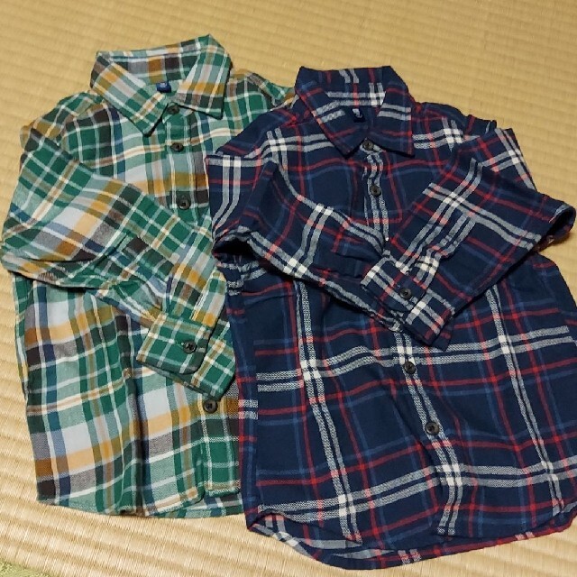 発売モデル ユニクロ 長袖チェックシャツ 2枚セット ユニクロ キッズ チェック柄 シャツ 150㎝