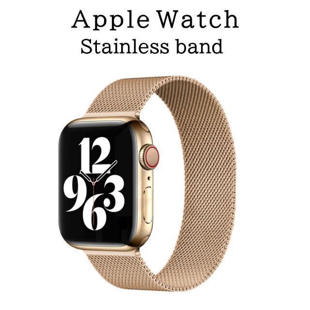 Apple Watch - 専用シルバー& Watch バンド ST #3 ゴールド 42/44/45