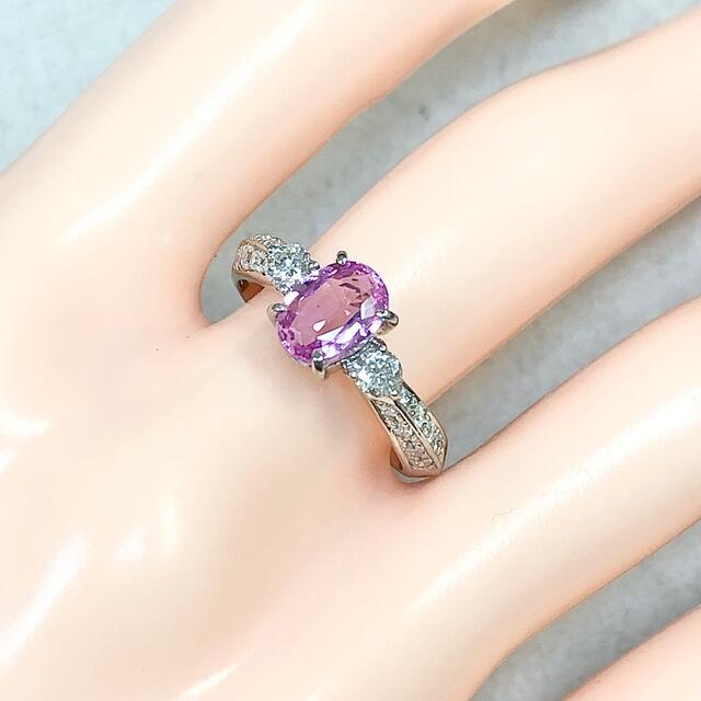 ピンクサファイア 1.10ct ダイヤ Pt900 ダイヤモンド リング 指輪 レディースのアクセサリー(リング(指輪))の商品写真