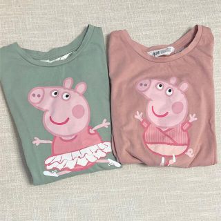 エイチアンドエム(H&M)のH&M ペッパピッグ　バレリーナロンT 2枚セット110-116(Tシャツ/カットソー)