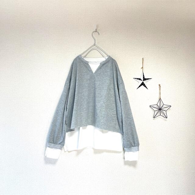 ぢみまま様専用 ❁gray❁ レイヤード トップス レディースのトップス(カットソー(長袖/七分))の商品写真