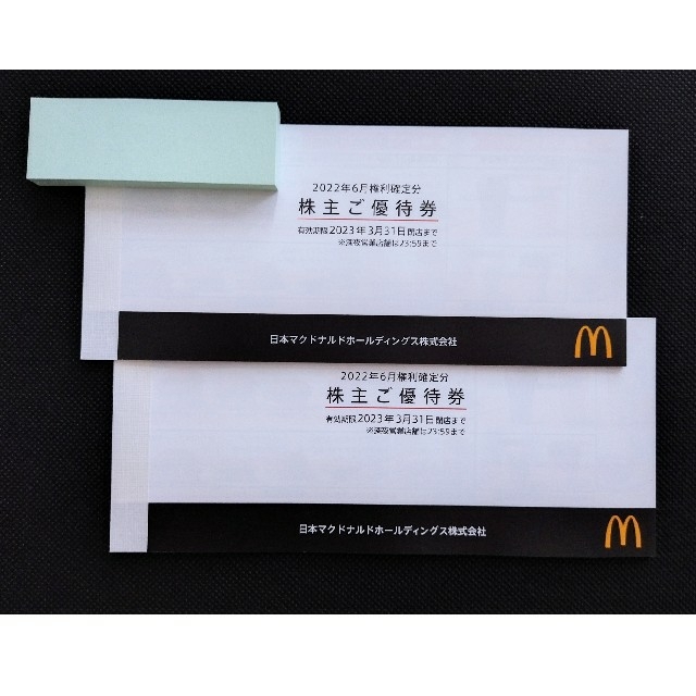 マクドナルド株主優待券2冊!2023年3月31日まで有効!-