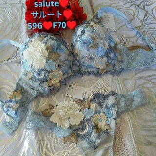 ワコール(Wacoal)のsaluteサルート59G店舗限定59♥F70＆ソングTバックショーツM♥SX(ブラ&ショーツセット)