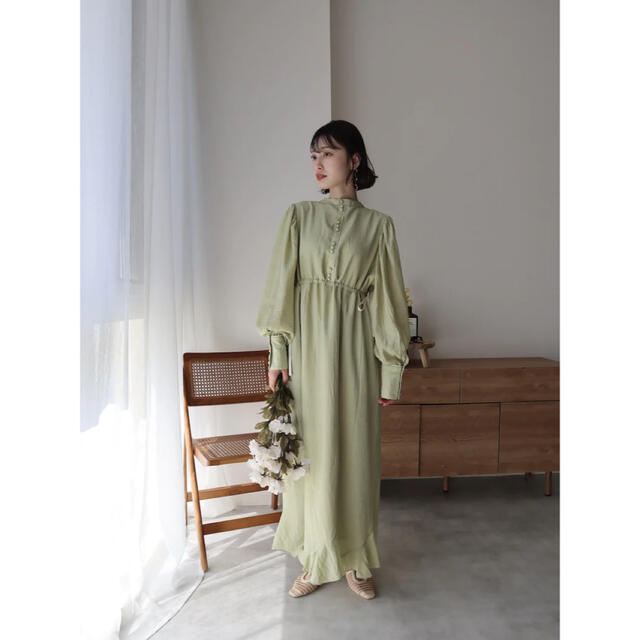 CHIFFON RIBBON ONE-PIECE【GREEN】