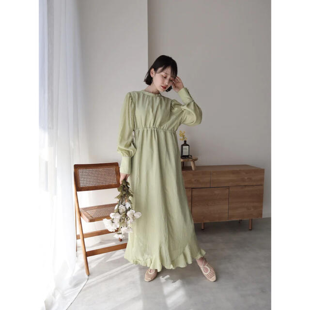 CHIFFON RIBBON ONE-PIECE【GREEN】